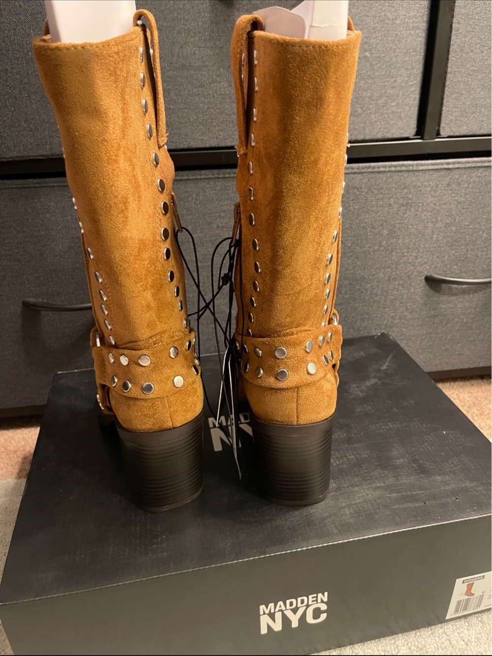NWT! Madden Nyc Women's Moto Western Boots Studded Size 8 Faux Suede with Box - Picture 13 of 16